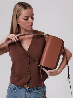 Сумка кожаная багет Deboro 30138 коричневый камень