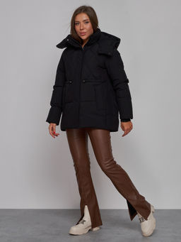 Зимняя женская куртка модная с капюшоном черного цвета 52302Ch - Holdluck фото 3