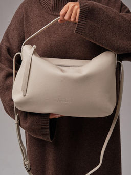 Кожаная сумка Deboro 30963 светлый крем