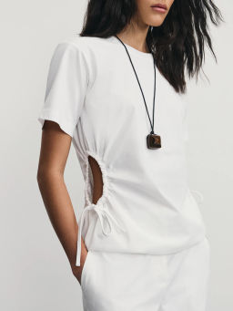 Футболка из хлопка с вырезами по бокам / Zarina  фото 3