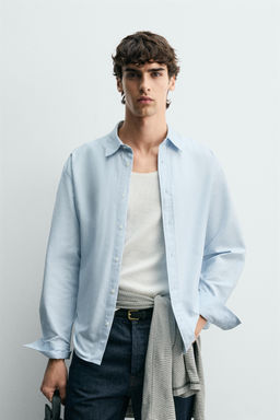 CAMISA REGULAR FIT ALGOD?N - SEDA / Celeste - Zara фото 2
