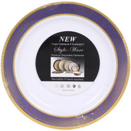 Тарелка 26см "DOLCE VITA" в наборе 3шт, синяя с золотом