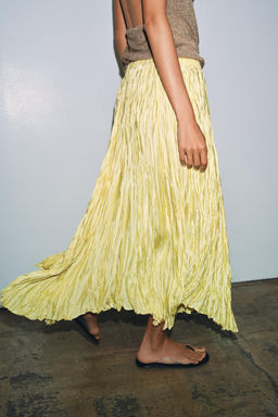 FALDA LARGA PLISADA ZW COLLECTION / Amarillo - Zara фото 3