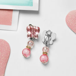 Цена за 3 шт. Серьги-клипсы детские «Выбражулька» бабочка с бусинами, цвет МИКС