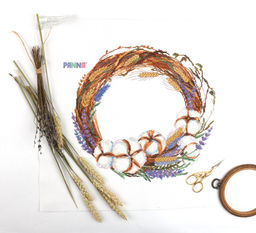 Набор для вышивания PANNA PS-1943 Венок с лавандой и хлопком 35 х 33.5 см