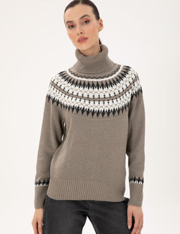 Vizon Regular Fit Y_n Kar___ml_ Bal_k__ Yaka Kazak