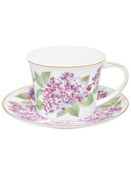 Чайная пара 2 пр. 250 мл 12,5*9,5*7 см "Сирень" фарфор NEW BONE CHINA
