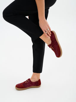 Босоногие туфли 188.natabr.Бордовый джангл+бордовая замша