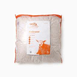 Подушка стёганная 70×70 см, овечья шерсть, ткань глосс-сатин, пэ100%