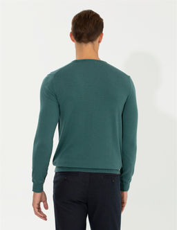 Ye_il Slim Fit Bisiklet Yaka Basic Triko Kazak - Pierre cardin фото 5
