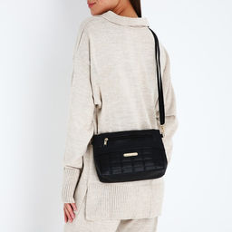 Сумка женская кросс-боди на молнии, 24×6×17 см, чёрная