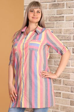 Рубашка женская длинная в полоску