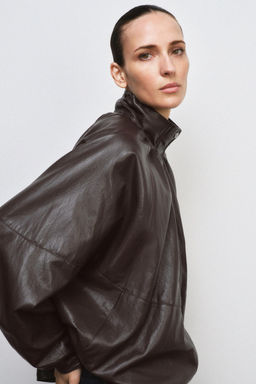 ZW COLLECTION LEATHER EFFECT BOMBER JACKET - Zara фото 20