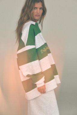 STRIPED FLEECE POLO SHIRT - Zara фото 4