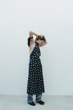 POLKA DOT SATIN MIDI DRESS - Zara фото 6