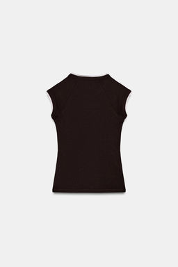 CAMISETA EFECTO DOBLE MANGA CORTA / Chocolate - Zara фото 9