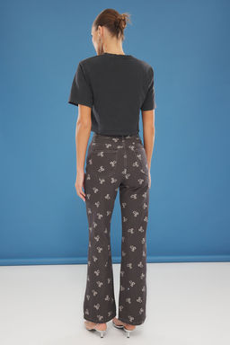 Cok Renkli Fiyonk/Kurdele Bask?l? Yuksek Bel Wide Leg Jeans TWOSS25JE00209 - Trendyolmilla фото 5