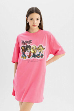 Мини-платье-футболка Cool Bratz из чесаного хлопка с короткими рукавами - Defacto фото 4