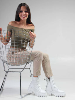 Ботинки 346.чанкиw. Белый бартон/Шерсть