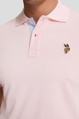 Erkek A__k Pembe Regular Fit Polo Yaka Basic Ti__rt