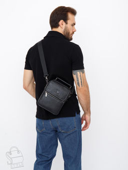 Сумка мужская кожаная 633M black Fuzhiniao в Новосибирске