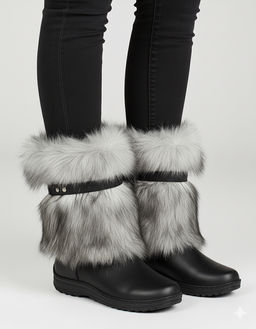 Унты женские на литой подошве. Черные.Песец - Roshva фото 9