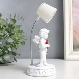 Фигурка светящаяся Лампа - ангелы с сердцем, белый, полистоун, 7.5?7.5?18 см, МИКС