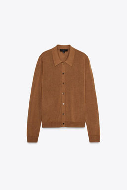 PLAIN POLO COLLAR CARDIGAN - Zara фото 3