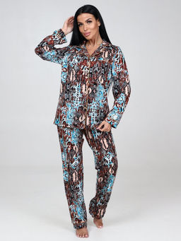 667 ПИЖАМНЫЙ ЖЕНСКИЙ КОСТЮМ (брюки) (Коричневый (змея))