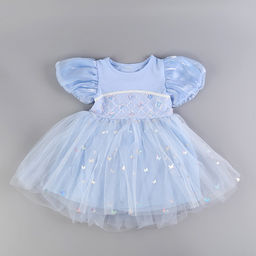 Карнавальный костюм «Снежинка»: ободок, платье голубое, рост 104-110 см