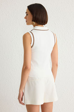 Trendyolmilla Lacivert Polo Yaka Renk Bloklu Triko Bluz TWOSS24BZ00244  фото 5