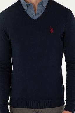 Свитер мужской U.S. Polo Assn темно-синий хлопок  фото 13