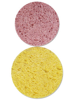TF СТТ55 Спонж косметический круглый для умывания из натурального материала Бежевый/Розовый (2 шт.)