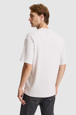 Erkek A__k Gri Comfort Fit Bisiklet Yaka Ti__rt