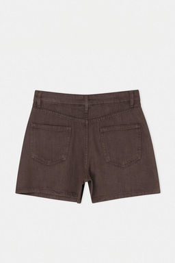 Kahverengi Vintage Y?kama Yuksek Bel City Boy Denim Sort TWOSS26SR00068 - Trendyolmilla фото 2