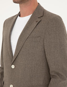 Kahverengi Slim Fit Y_n Kar___ml_ Tak_m Elbise