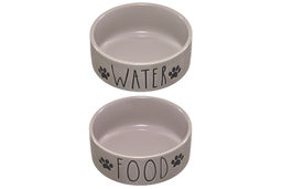Набор 2 мисок для домашних питомцев 450 мл 28*14,5*6,5 см, с бамбуковой подставкой, серая