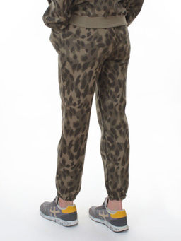 869-3 GREEN/LEOPARD Костюм спортивный зимний женский (95% хлопок, 5% полиэстер)