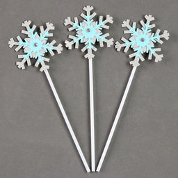 Цена за 3 шт. Топпер новогодний для торта Снежинки, 3 шт., голубой