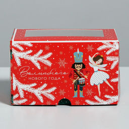 Цена за 5 шт. Коробка для капкейков «Новый год: Щелкунчик» 10×16×10 см
