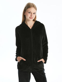 Kap??onlu D?z Uzun Kollu Kad?n Pel?? Pijama ?st