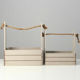 Набор кашпо деревянных 2 в 1 (25.51530; 201223) Прованс, светло-серый - Дарим красиво фото 4