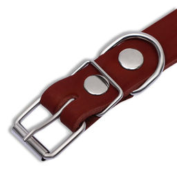 Ошейник кожаный однослойный, 54 х 2,5 см, ОШ 35-45 см, коричневый - Пижон фото 4