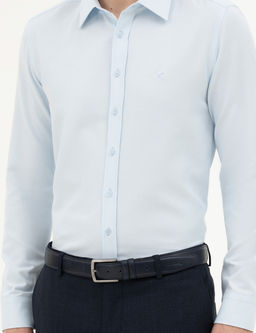 A__k Mavi Slim Fit Uzun Kollu G_mlek