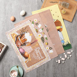 Набор кух. полотенец Доляна Светлой пасхи 4 шт, 28х46 см, рогожка, 100% хл, 160г/м2  фото 17