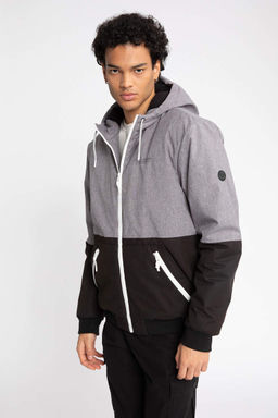 Водоотталкивающее пальто приталенного кроя с капюшоном на флисовой подкладке из искусственного меха - Defacto фото 4