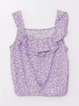 ?i?ekli K?z ?ocuk Crop Bluz