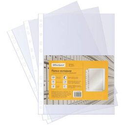 Папки перфорированные (файлы), комплект 100шт., А4, 30мкм, OfficeSpace (ПВ_30ГЛ/253788) гладкие, глянцевые
