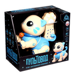 Робот кот Пультовод ZHORYA, на пульте управления, интерактивный: сенсорный, звук, свет, на батарейках, на русском языке, синий - Simaland фото 11