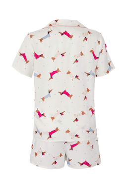 Beyaz-Cok Renkli Kopekli Biyeli Canta Hediyeli Viskon Sortlu Dokuma Pijama Tak?m? THMSS25PT00308 - Trendyolmilla фото 9